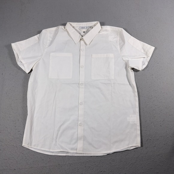 Chefwear Short Sleeve Button Front Shirt Men M White Utility Pockets Workwear - Picture 1 of 11